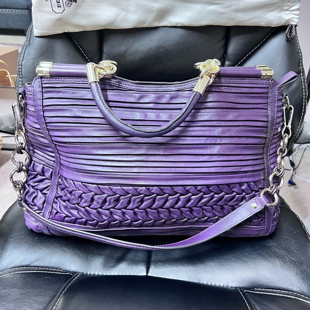 Authentic Coach Madison Pleated Gathered Leather Caroline Style #19848 Aubergine